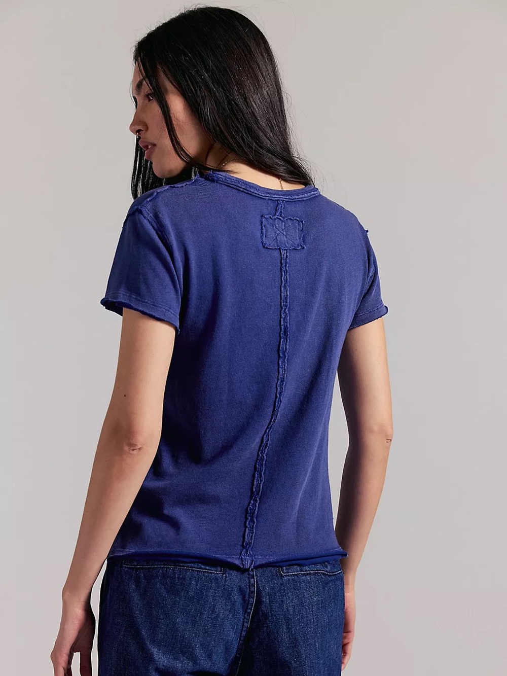 NWT FREE PEOPLE WE THE FREE Fur Friend Tee | Dalmatian Navy Blue MSRP $58 Size L - Picture 2 of 5